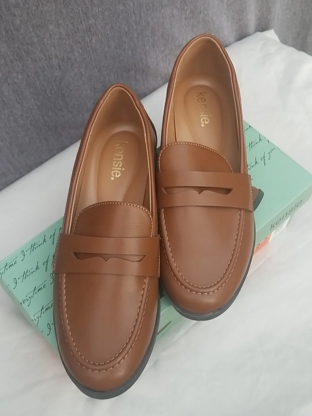 Kensie Gitty Cognac Brown Penny Loafers for Women 8.5